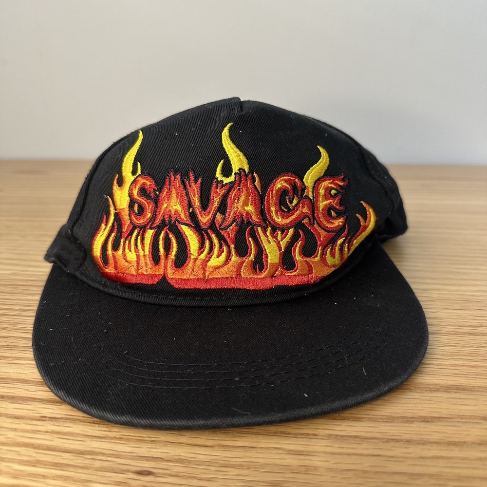 BlackJack Savage Flames Baseball Cap Black Kids Boys OSFM Snapback